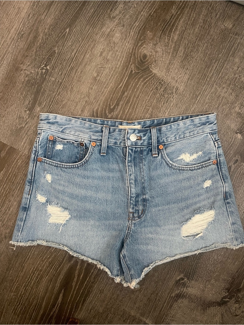 Madewell Relaxed Denim Shorts Blue Distressed Size 27 - Picture 6 of 6